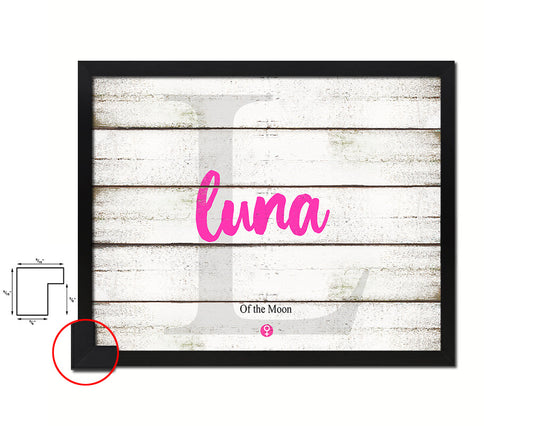 Luna Personalized Biblical Name Plate Art Framed Print Kids Baby Room Wall Decor Gifts