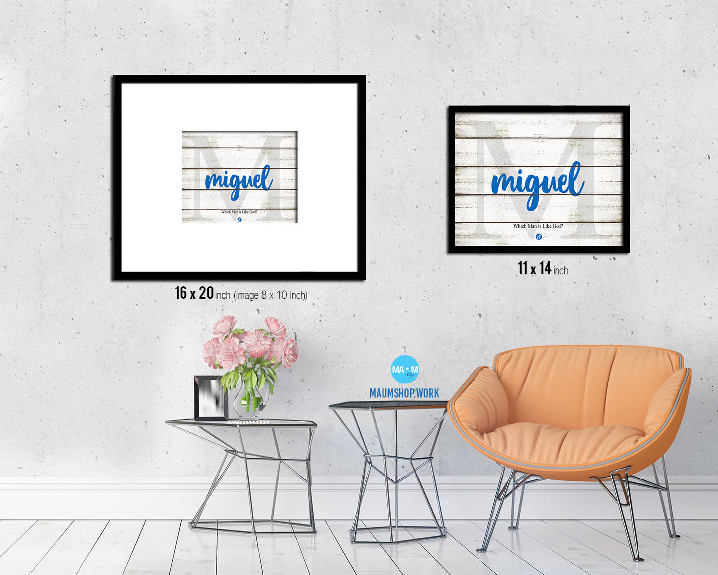 Miguel Personalized Biblical Name Plate Art Framed Print Kids Baby Room Wall Decor Gifts