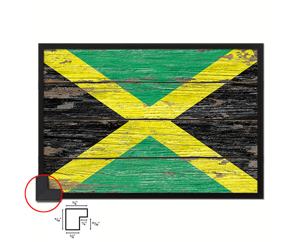 Jamaica Country Wood Rustic National Flag Wood Framed Print Wall Art Decor Gifts