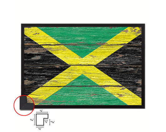 Jamaica Country Wood Rustic National Flag Wood Framed Print Wall Art Decor Gifts