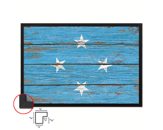 Micronesia Country Wood Rustic National Flag Wood Framed Print Wall Art Decor Gifts