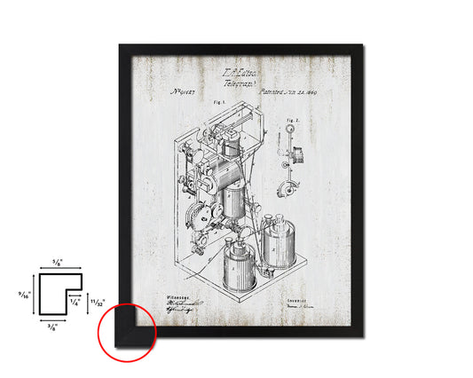 Telegraph Edison Vintage Patent Artwork Black Frame Print Wall Art Decor Gifts