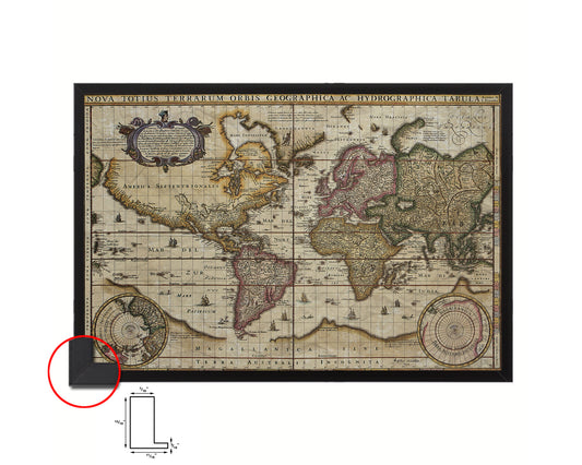 World Vintage Map Framed Print Art Wall Decor Gifts