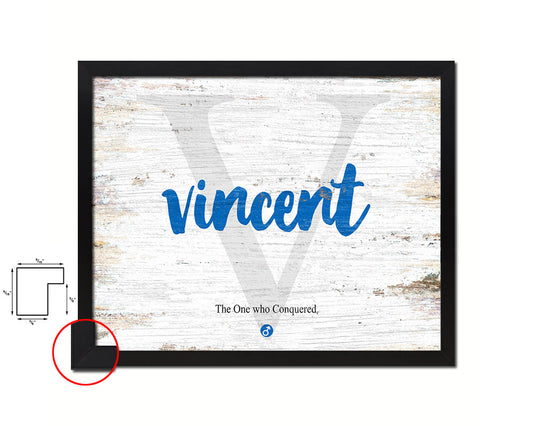 Vincent Personalized Biblical Name Plate Art Framed Print Kids Baby Room Wall Decor Gifts