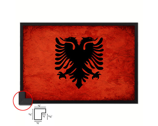 Albania Country Vintage Flag Wood Framed Print Wall Art Decor Gifts