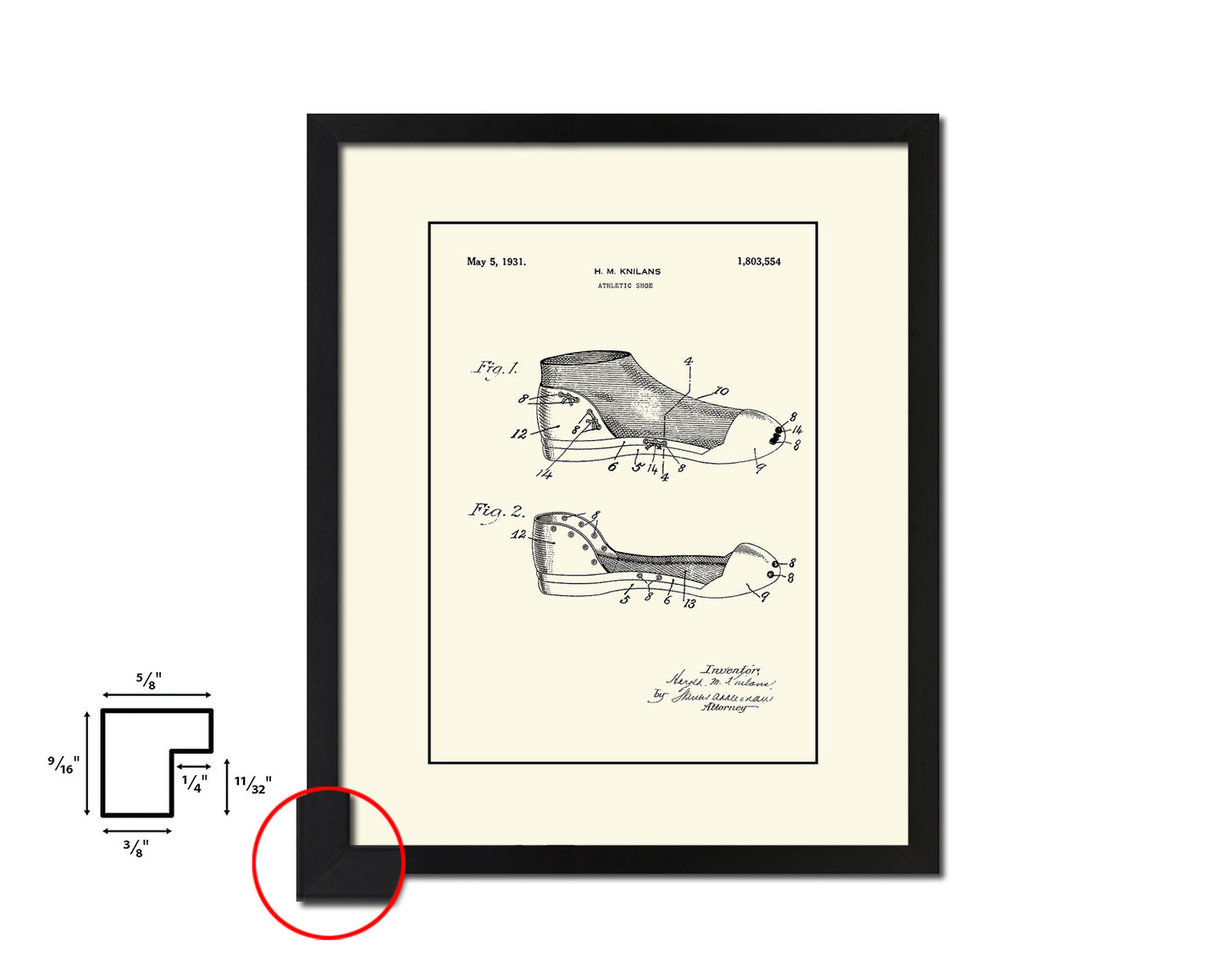 Basketball Athletic Shoe Sports Vintage Patent Artwork Black Frame Print Gifts