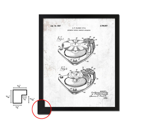 Record Changing Automatic Vintage Patent Artwork Black Frame Print Gifts