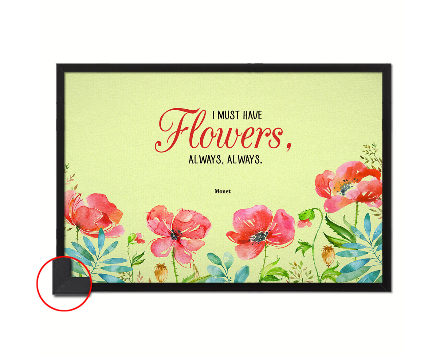 I must have flowers, always, always Monet Quote Framed Print Wall Decor Art Gifts