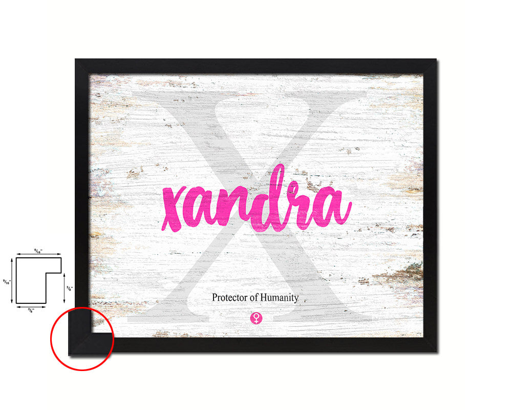 Xandra Personalized Biblical Name Plate Art Framed Print Kids Baby Room Wall Decor Gifts