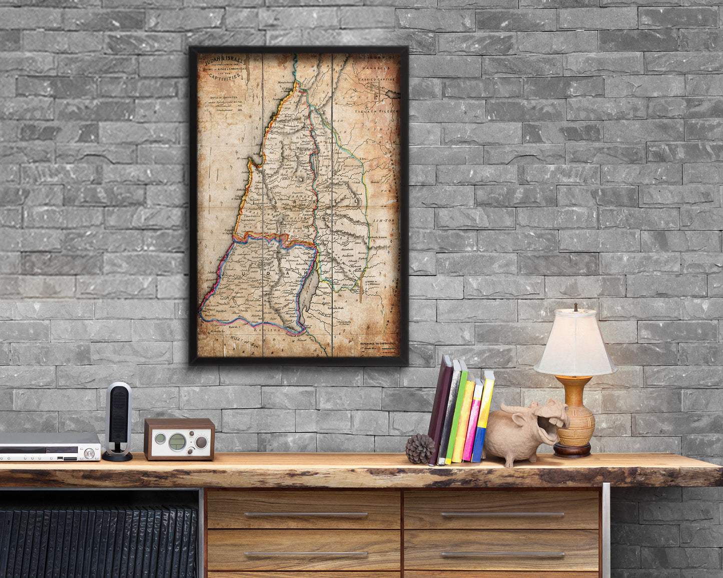 Iisrae Antique Map Wood Framed Print Art Wall Decor Gifts