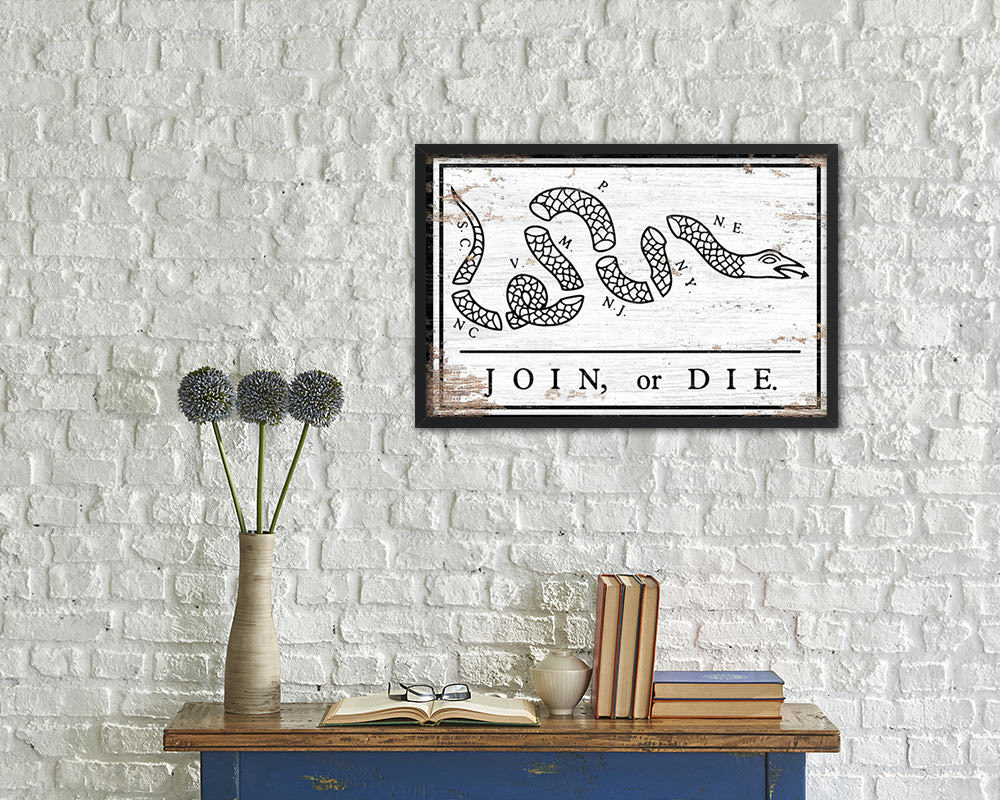 Unite or Die Shabby Chic Military Flag Framed Print Decor Wall Art Gifts