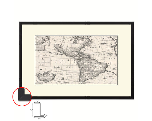 North and South America 1626 Old Map Framed Print Art Wall Decor Gifts