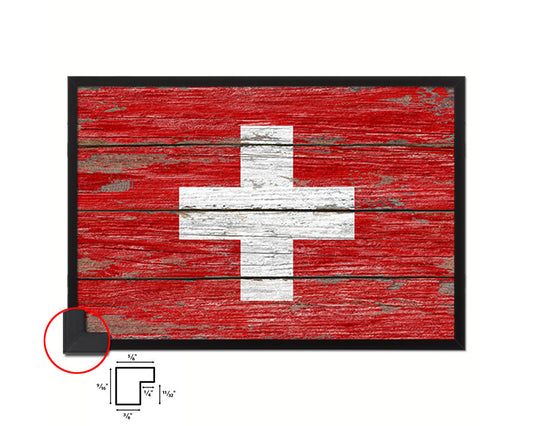 Switzerland Country Wood Rustic National Flag Wood Framed Print Wall Art Decor Gifts