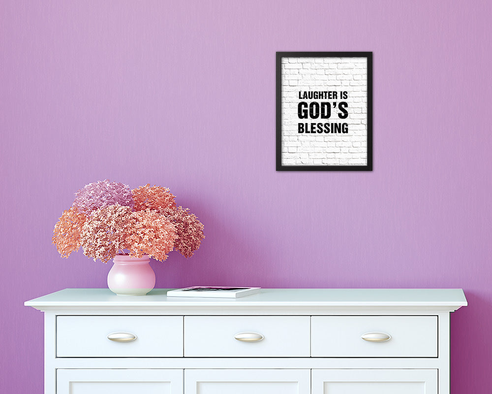 Laughter is God's blessing Quote Framed Print Home Decor Wall Art Gifts