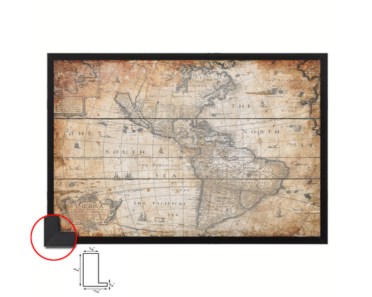 North and South America 1626 Antique Map Framed Print Art Wall Decor Gifts