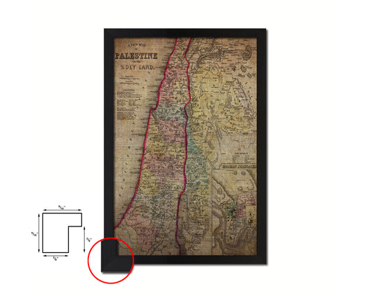 Palestine Israel Jerusalem Vintage Map Wood Framed Print Art Wall Decor Gifts