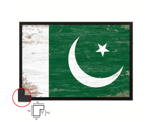 Pakistan Shabby Chic Country Flag Wood Framed Print Wall Art Decor Gifts