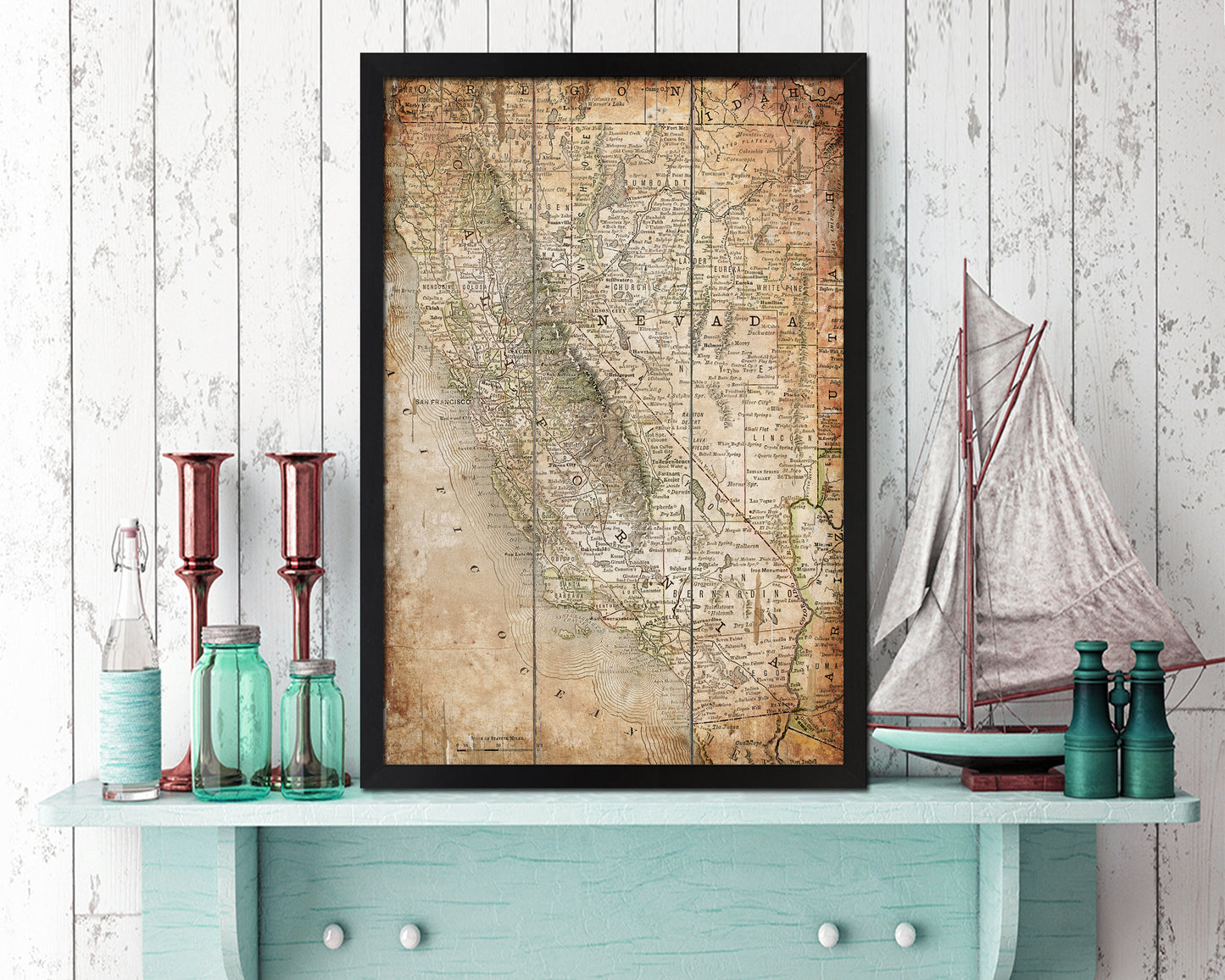 California Antique Map Framed Print Art Gifts