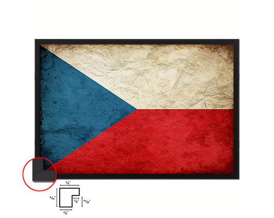 Czech Republic Country Vintage Flag Wood Framed Print Wall Art Decor Gifts