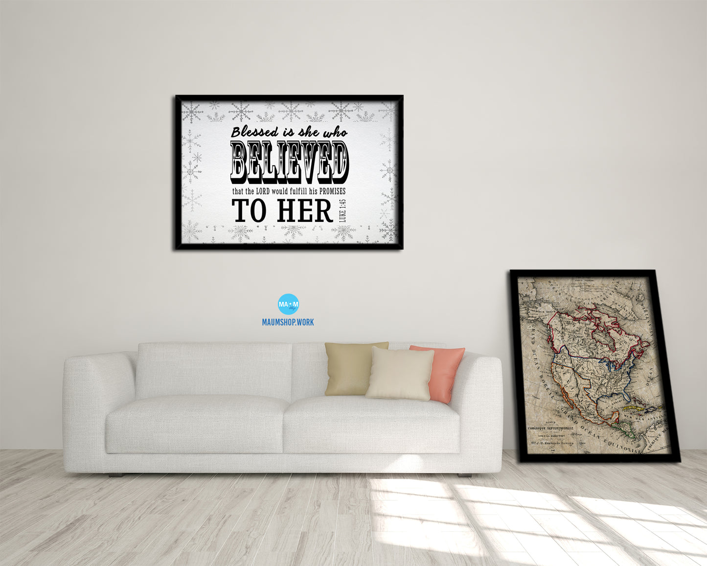 Blessed is she who believed that the Lord Bible Verse Scripture Framed Art