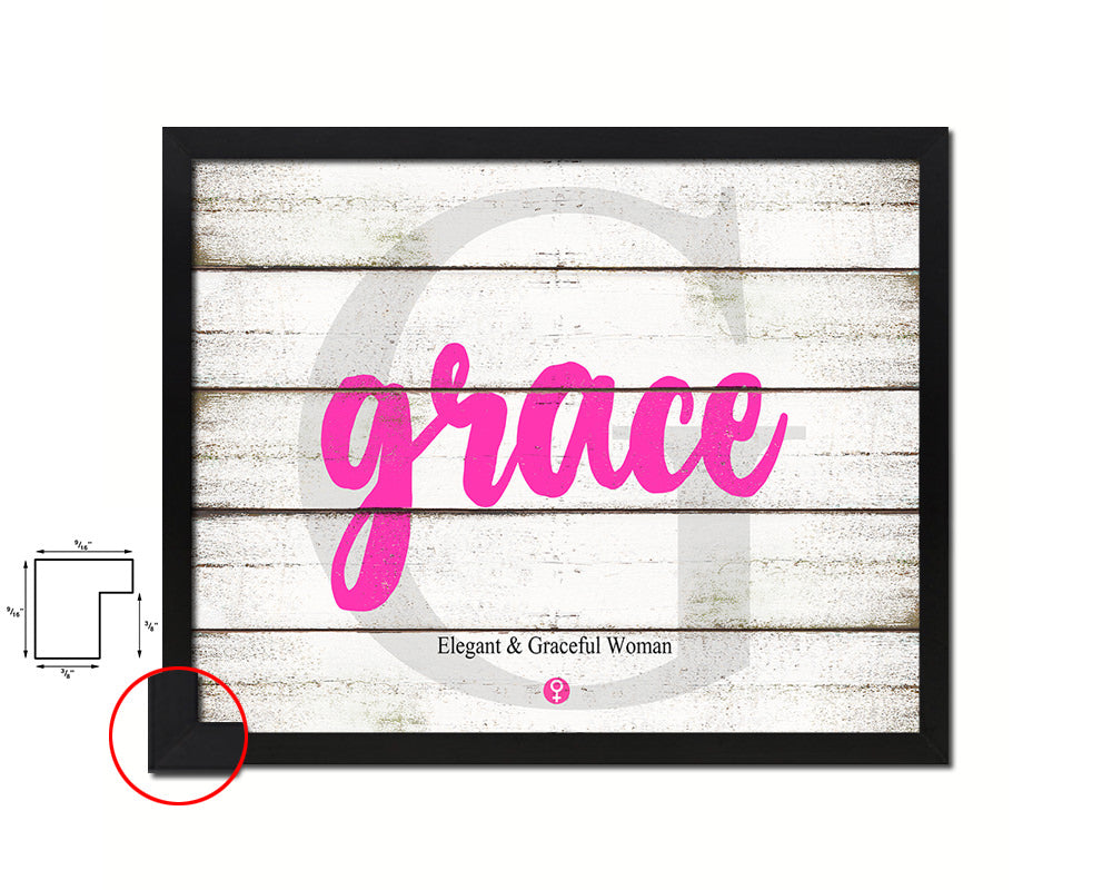 Grace Personalized Biblical Name Plate Art Framed Print Kids Baby Room Wall Decor Gifts