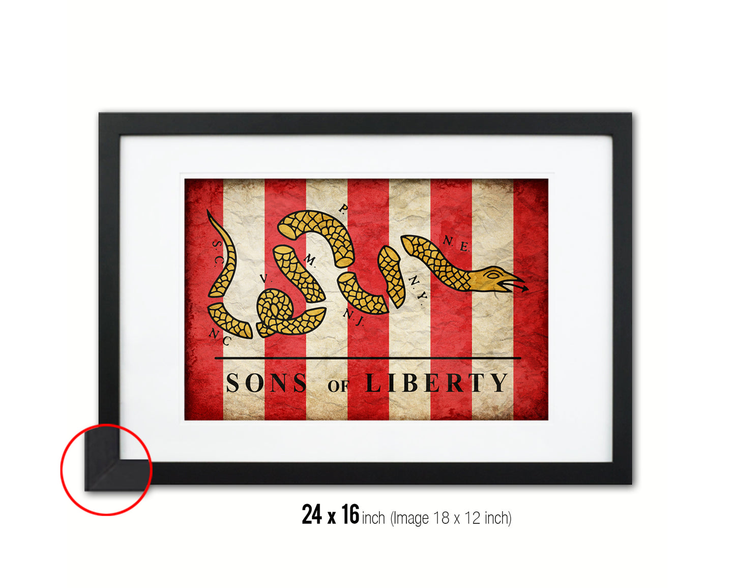 Son of Liberty Vintage Military Flag Framed Print Sign Decor Wall Art Gifts