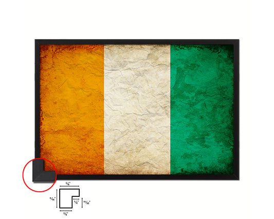 Cote D'Ivoire Country Vintage Flag Wood Framed Print Wall Art Decor Gifts