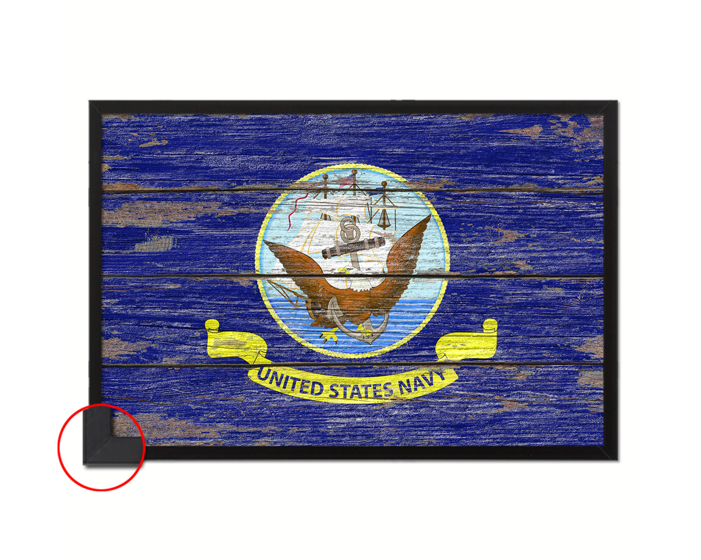 US Navy Wood Rustic Flag Wood Framed Print Wall Art Decor Gifts