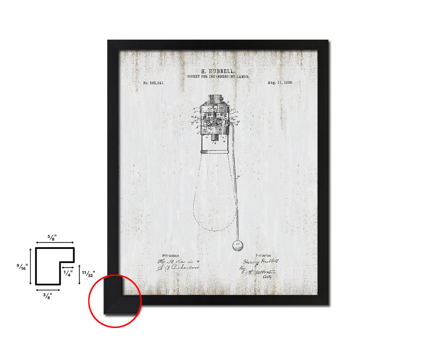 Socket Incandescent Lamps Home Vintage Patent Artwork Black Frame Print Gifts