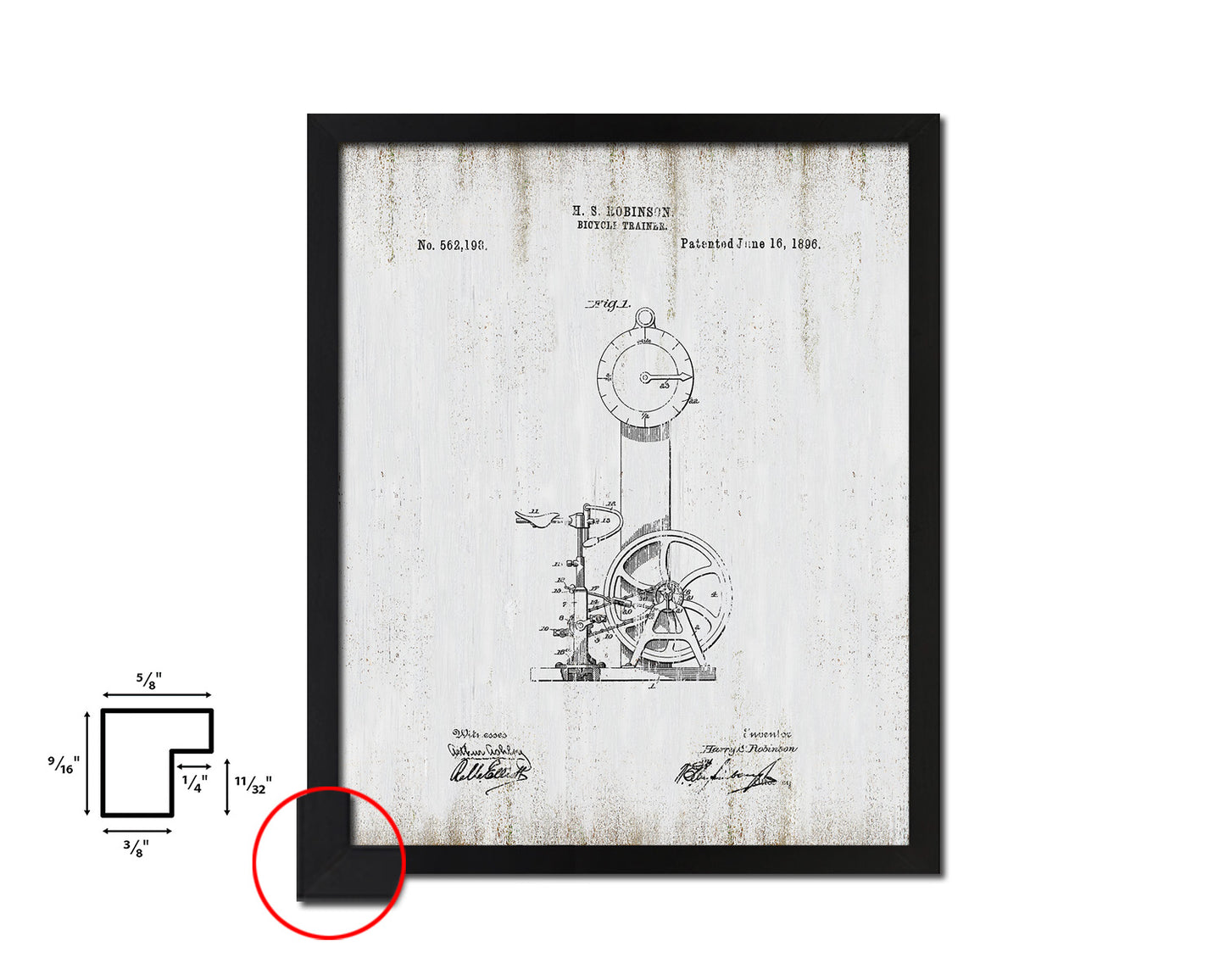 Exercise Bicycle Trainer Sports Vintage Patent Artwork Black Frame Print Gifts