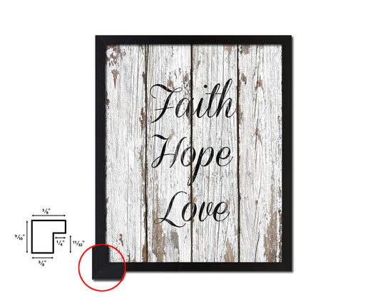 Faith Hope Love Quote Wood Framed Print Home Decor Wall Art Gifts