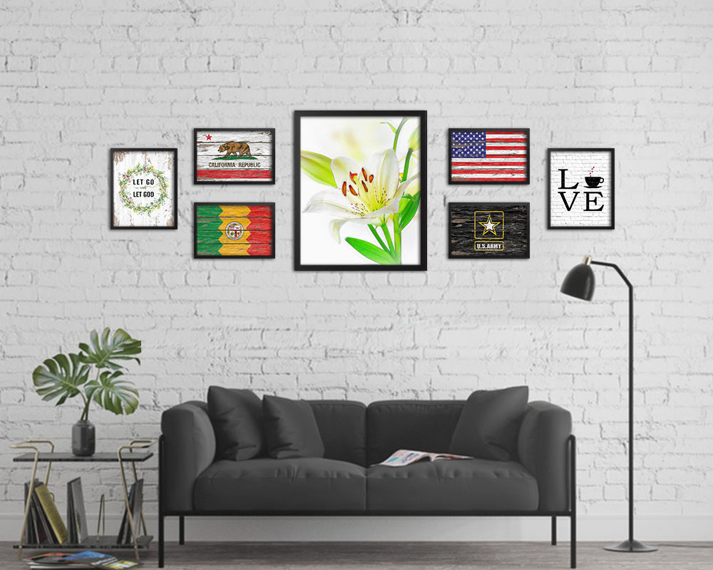 Lily White Flower Wood Framed Paper Print Wall Decor Art Gifts