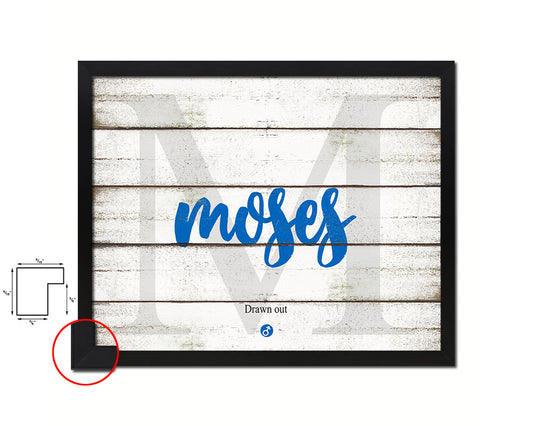 Moses Personalized Biblical Name Plate Art Framed Print Kids Baby Room Wall Decor Gifts