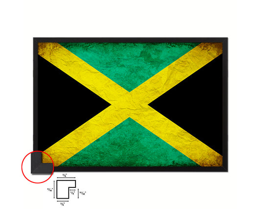 Jamaica Country Vintage Flag Wood Framed Print Wall Art Decor Gifts