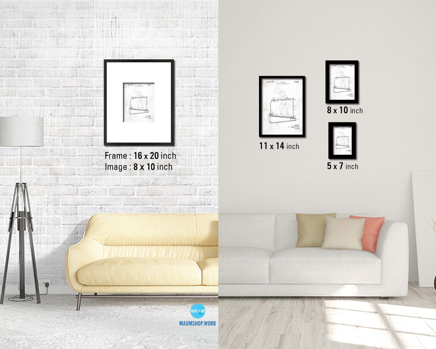 Exercise Treadmill Sports Vintage Patent Artwork Black Frame Print Gifts