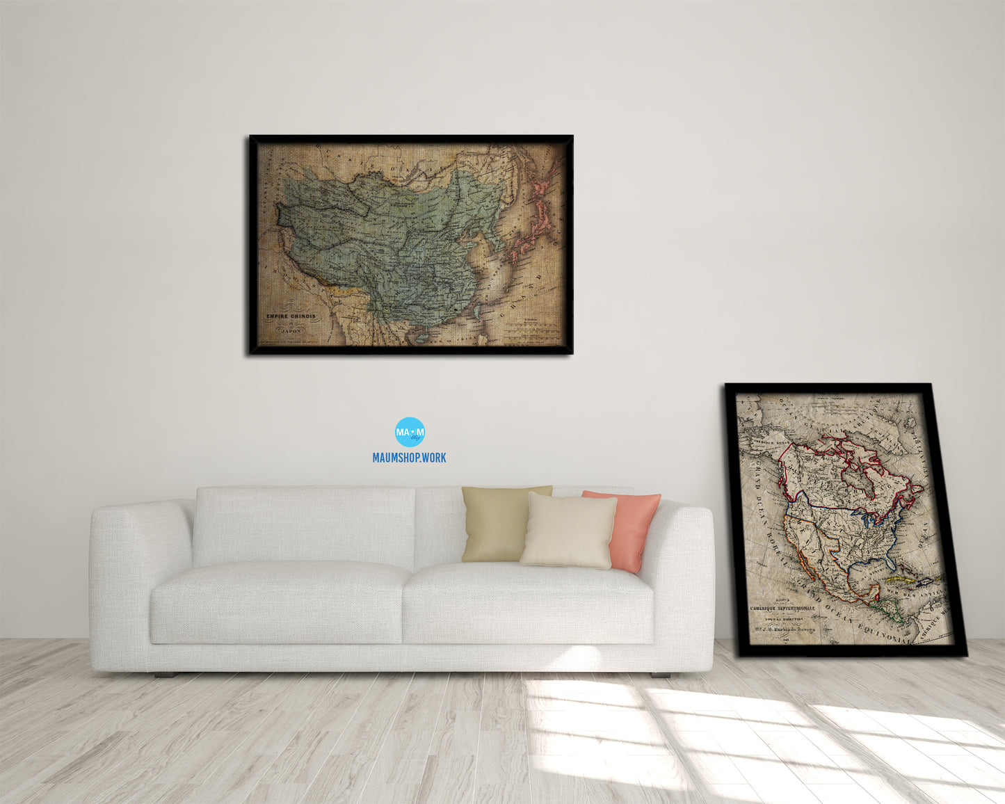 China Japan Korea Vintage Map Framed Print Art Wall Decor Gifts