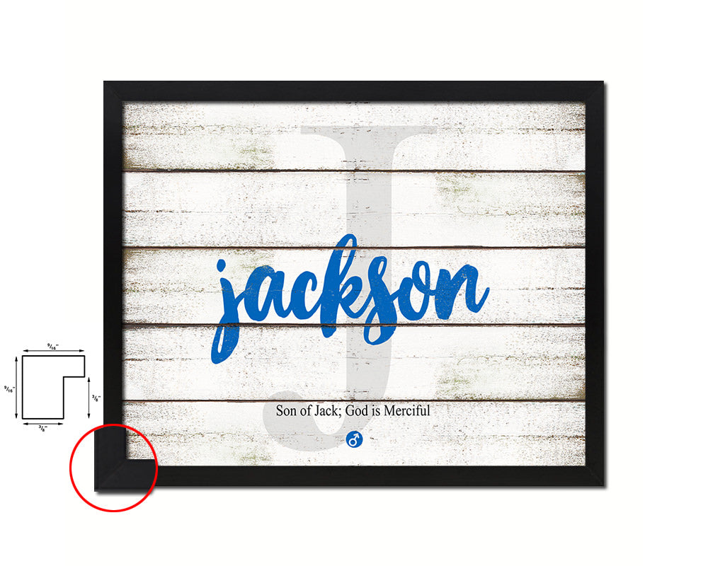 Jackson Personalized Biblical Name Plate Art Framed Print Kids Baby Room Wall Decor Gifts