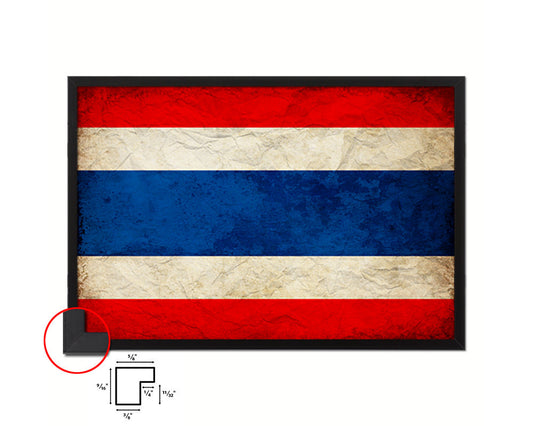 Thailand Country Vintage Flag Wood Framed Print Wall Art Decor Gifts