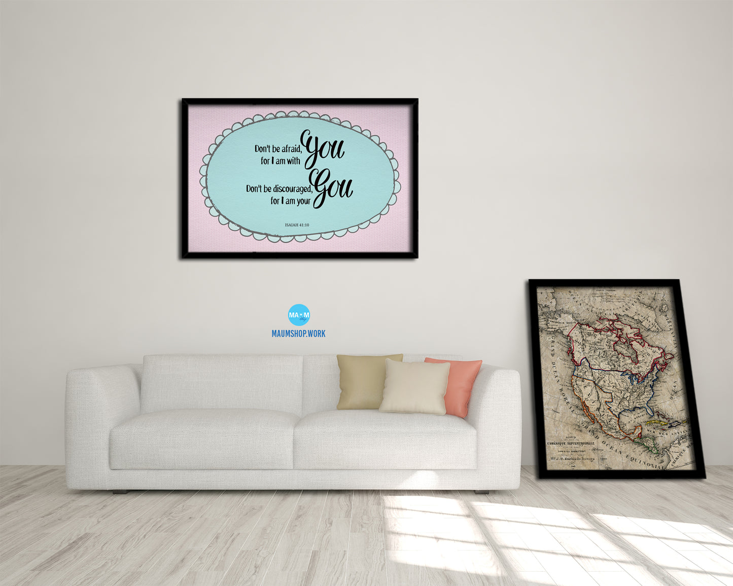 Don't be afraid for I am with you, Isaiah 41:10 Bible Verse Scripture Framed Art