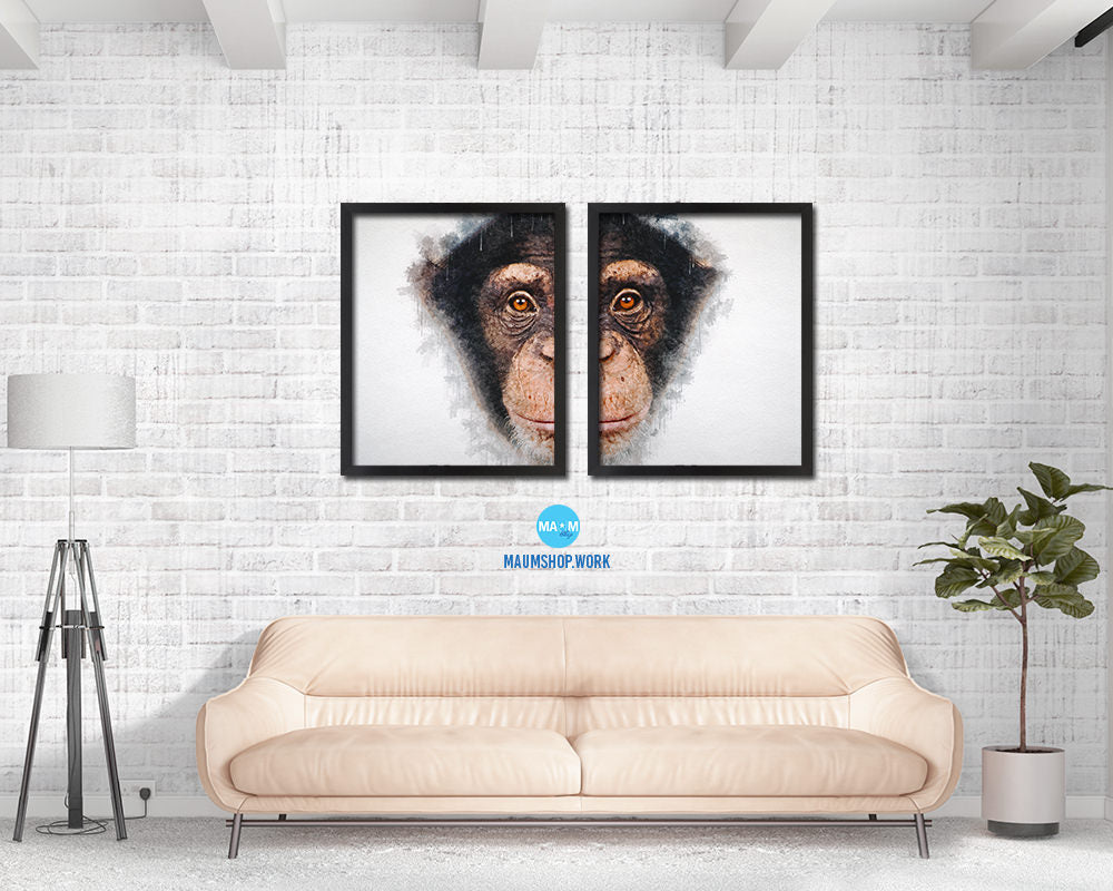 Chimpanzee Animal Painting Print Framed Art Home Wall Decor Gifts