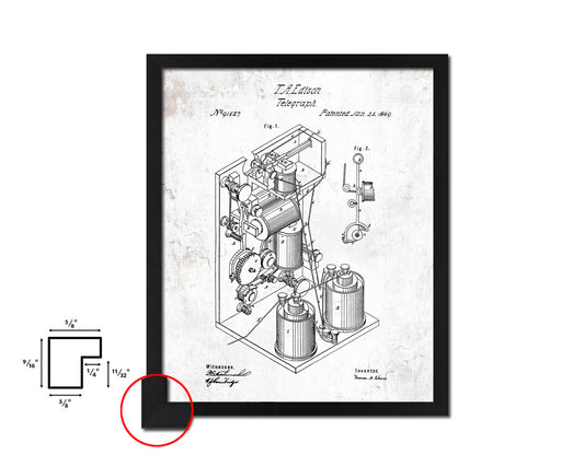 Telegraph Edison Vintage Patent Artwork Black Frame Print Wall Art Decor Gifts