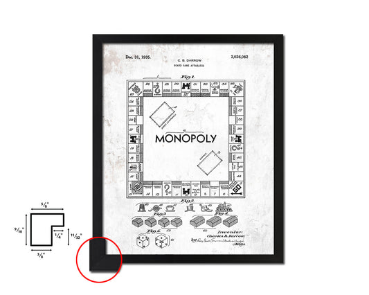 Monopoly Board Game Toy Vintage Patent Artwork Black Frame Print Gifts