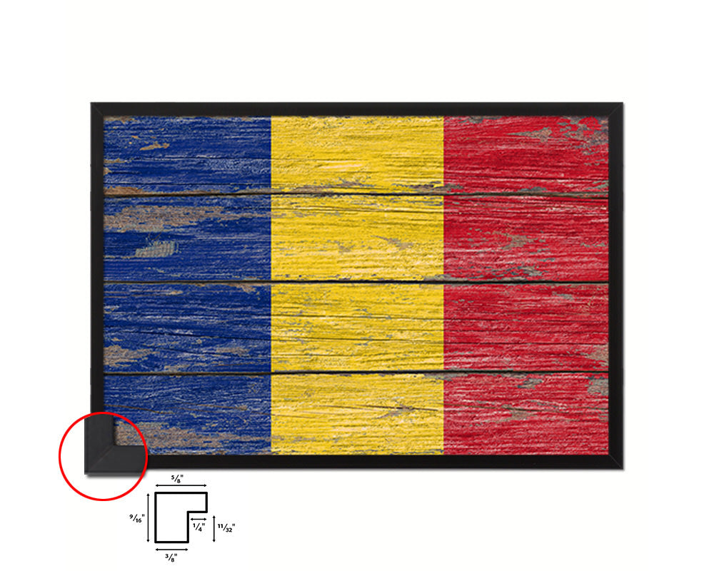 Romania Country Wood Rustic National Flag Wood Framed Print Wall Art Decor Gifts