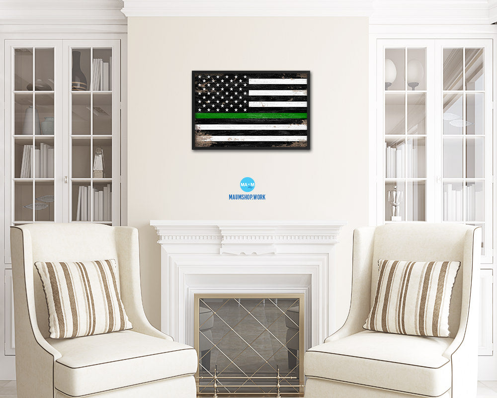 Thin Green Line Support Border Patrol American Shabby Chic Military FlagArt