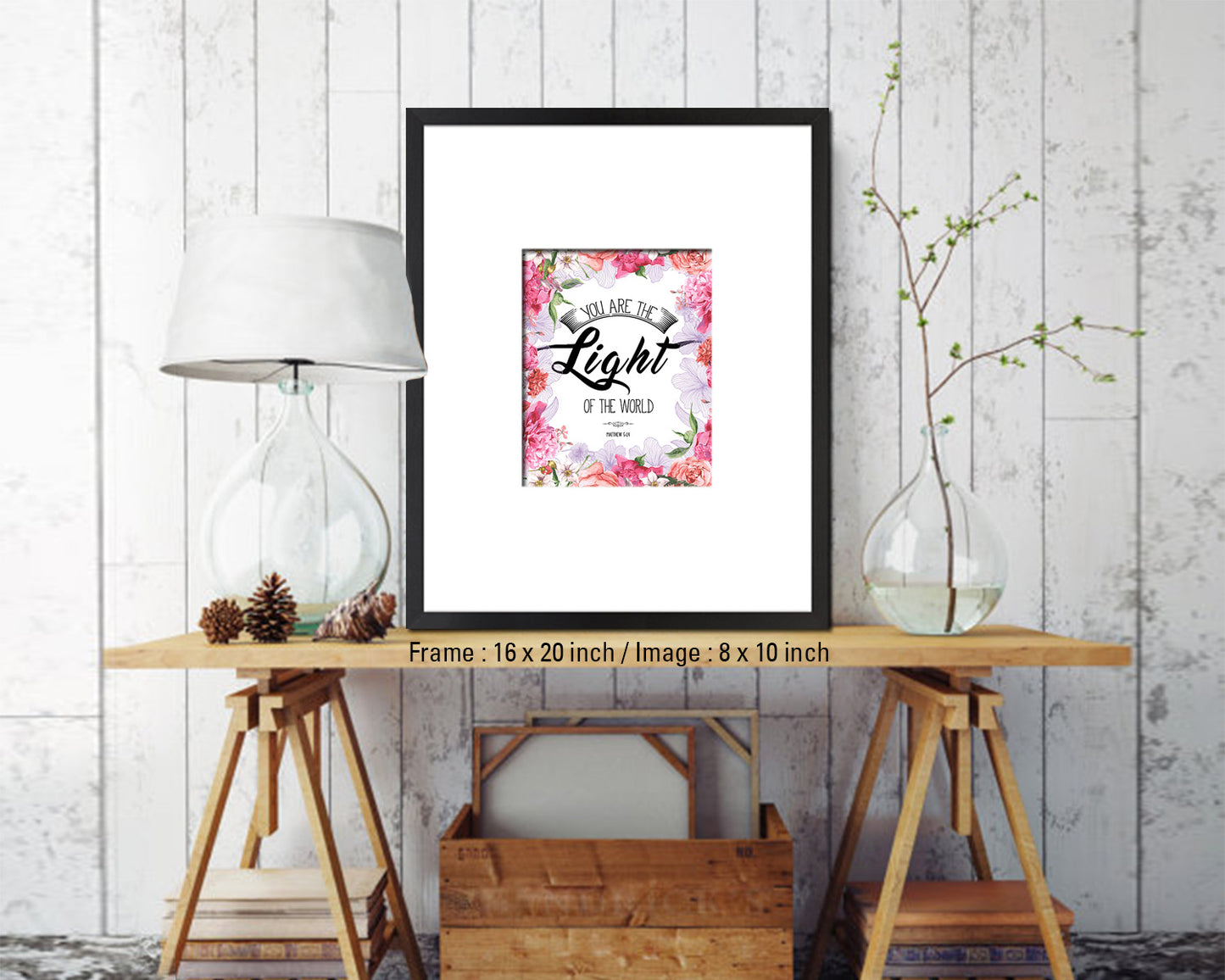 You are the Light of the world, Matthew 5:14 Quote Framed Print Home Decor Wall Art Gifts