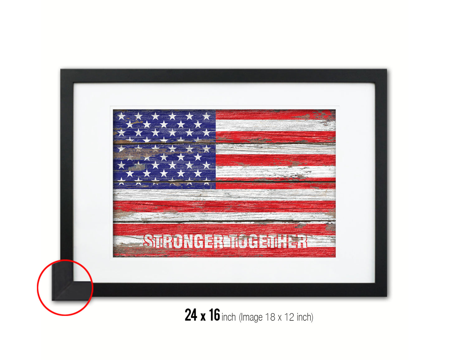 Stronger Together, Hillary Clinton Campaign Wood Rustic Flag Framed Print Art