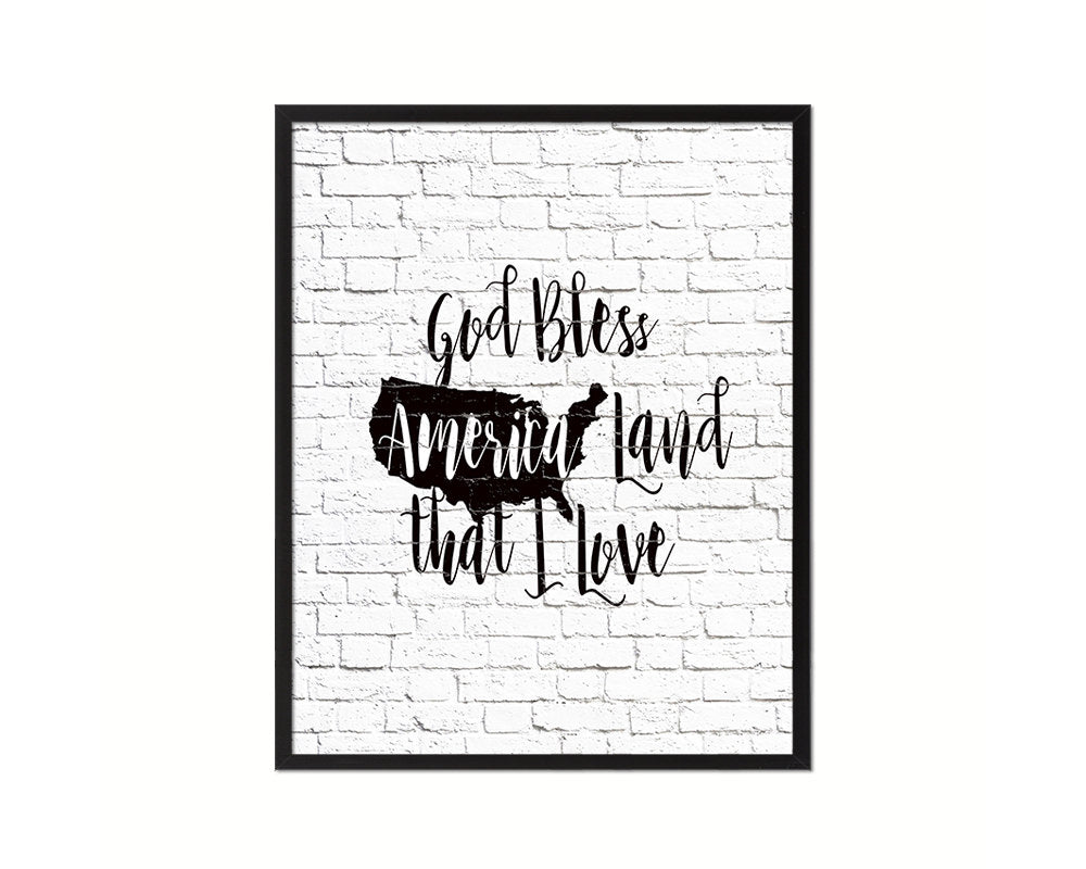 God bless America land that I love Quote Framed Print Home Decor Wall Art Gifts