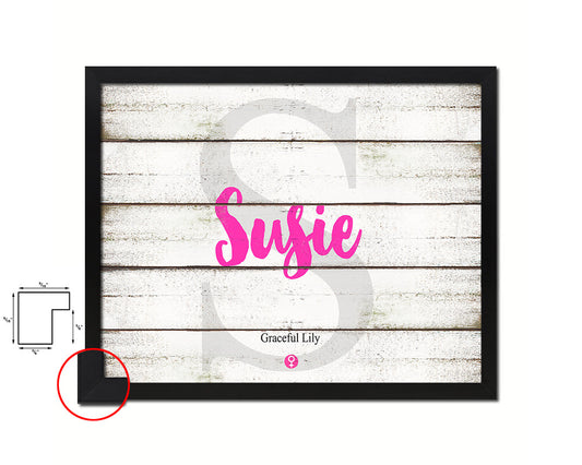 Susie Personalized Biblical Name Plate Art Framed Print Kids Baby Room Wall Decor Gifts