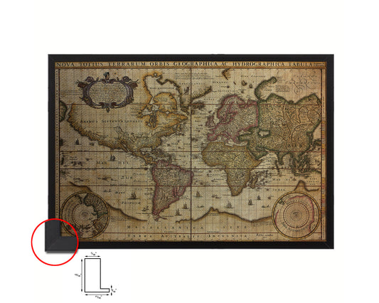 World Antique Map Framed Print Art Wall Decor Gifts