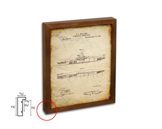 Submarine Nautical Vintage Patent Artwork Walnut Frame Gifts